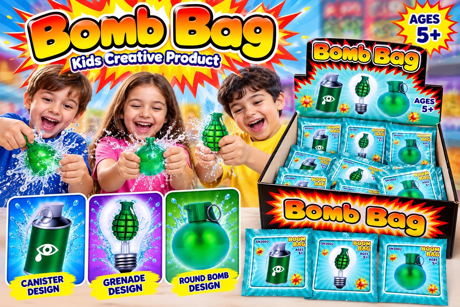 Bomb Bag novelty product display and designs